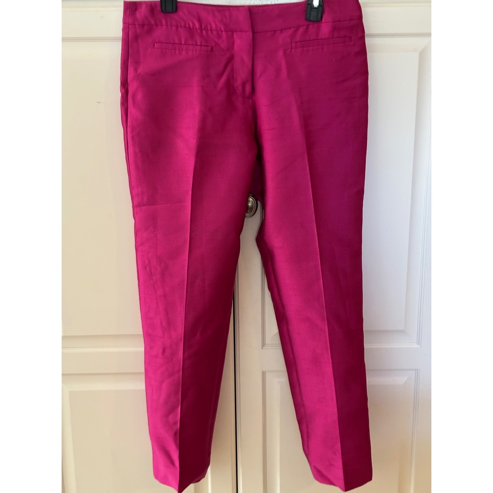 Talbots Signature Magenta Pink Silk Wool Blend Ankle Pants Trousers 8